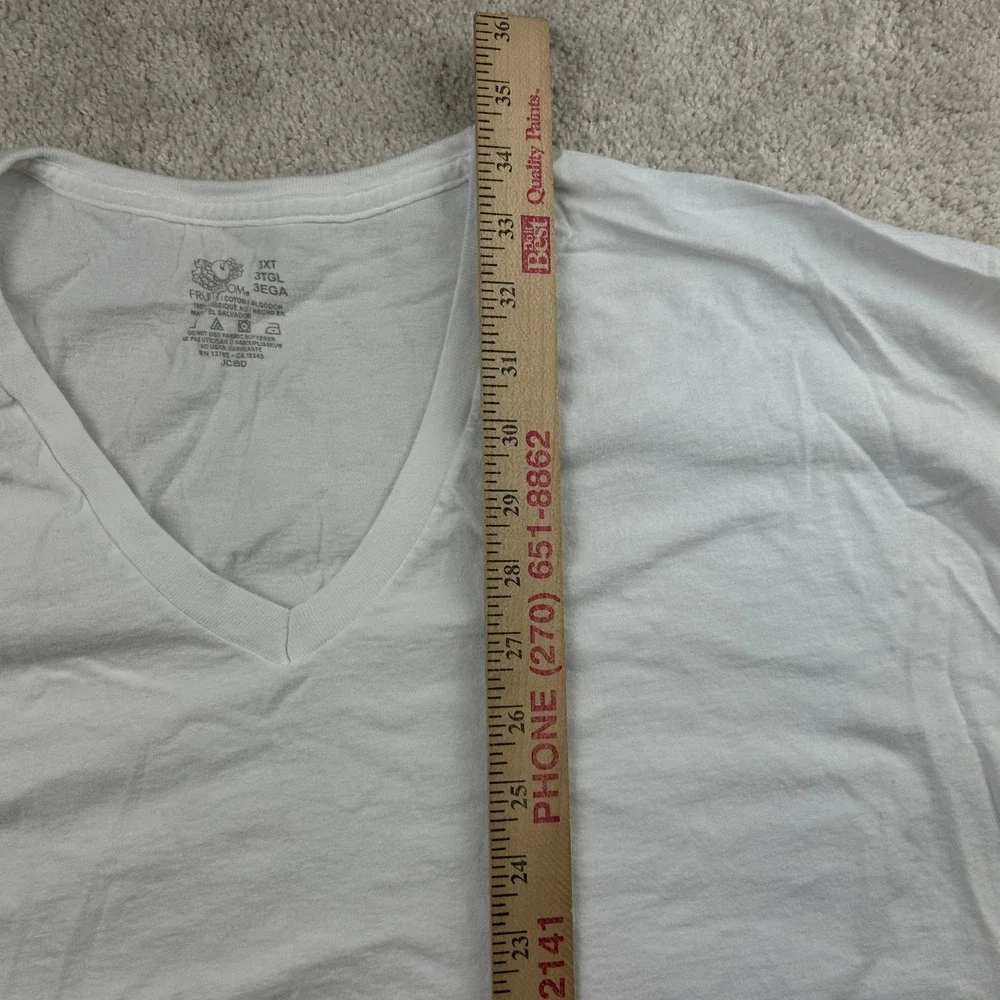 Fruit of the Loom Solid V-Neck T-Shirt 3XT White 5 Pack Tall Basic Normcore
